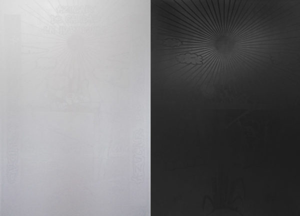 DÍPTICO B/N DE LA HORMIGA ANTÓNIMA 2017 | Acrílico mate y satinado sobre MDF  Medidas: 181 x 238 cm